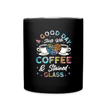 Lustiger Buntglas-künstler - Tasse einfarbig - Schwarz - Vorne