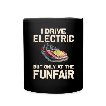 Ich fahre Elektrisch Kirmes Autoscooter - Tasse einfarbig - Schwarz - Vorne