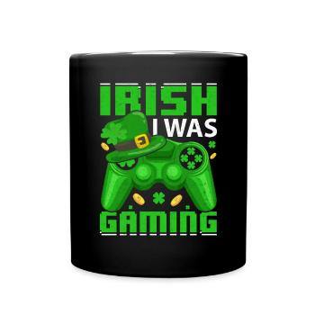 Irlandais J’étais Gaming Drôle St Patricks Day Gamer - Mug uni - noir - Devant