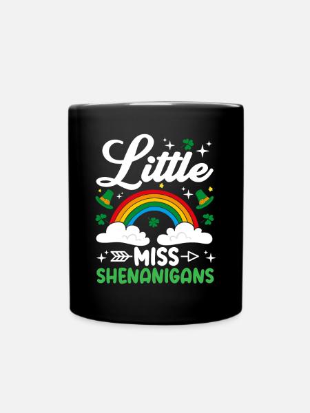 Little Miss Shenanigans Funny St Patricks Day for - Full Colour Mug - black