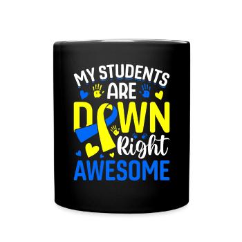 Enseignants de sensibilisation au syndrome de Down Bleu et Jaune - Mug uni - noir - Devant