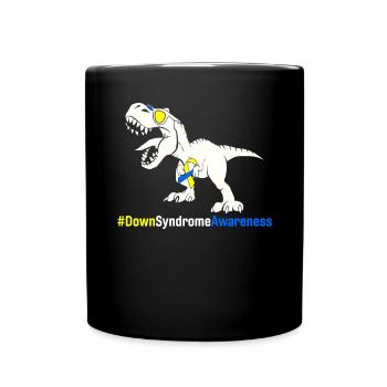 Sensibilisation au syndrome de Down Dinosaure bleu et jaune - Mug uni - noir - Devant