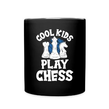 Cool Kids Play Funny Chess Board Game for Kids - Full Colour Mug - black - Front