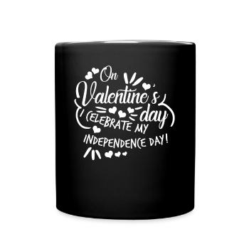 Valentine's Day Independent Single - Full Colour Mug - black - Front