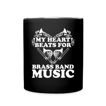 French Horn Brass Instrument Heart - Full Colour Mug - black - Front