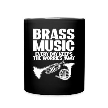 French Horn Trumpet Brass Music - Full Colour Mug - black - Front
