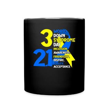 21.03. Welt-Down-Syndrom-Tag Trisomie 21 Blau und - Tasse einfarbig - Schwarz - Vorne