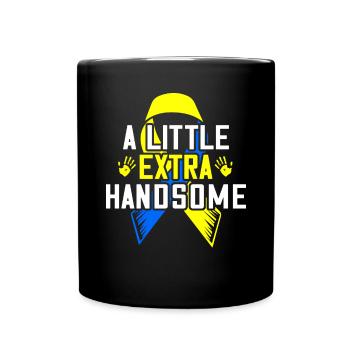 Un peu plus beau trisomique bleu et - Mug uni - noir - Devant