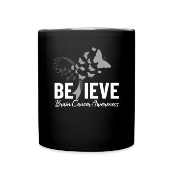 Brain Cancer Awareness Gray Ribbon Neurosurgery - Full Colour Mug - black - Front