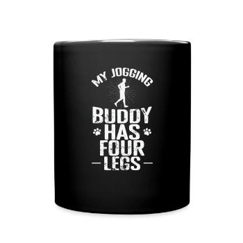 My Jogging Buddy has Four Legs - Full Colour Mug - black - Front