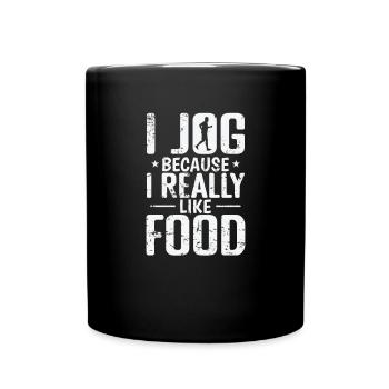 I Jogging because I Really like Food Jogging - Full Colour Mug - black - Front