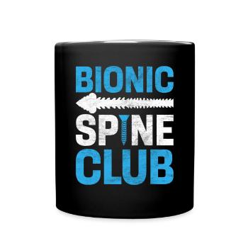 Bionic Spine Club Lumbale Fusion Wirbelsäule Lustiger Rücken - Tasse einfarbig - Schwarz - Vorne