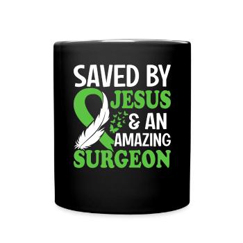 Saved By Jesus Funny Scoliosis Cervical Spine - Full Colour Mug - black - Front