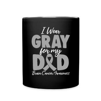 I Wear Gray for My Dad Gray Ribbon Brain Cancer - Full Colour Mug - black - Front
