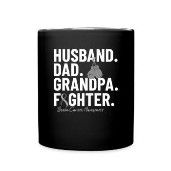 Brain Cancer Husband Dad Grandpa Gray Ribbon - Full Colour Mug - black - Front