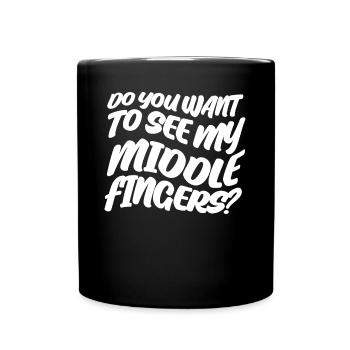 Middle Finger Joke - Tasse einfarbig - Schwarz - Vorne