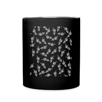 Middle Finger Skeleton Misanthrope - Tasse einfarbig - Schwarz - Vorne