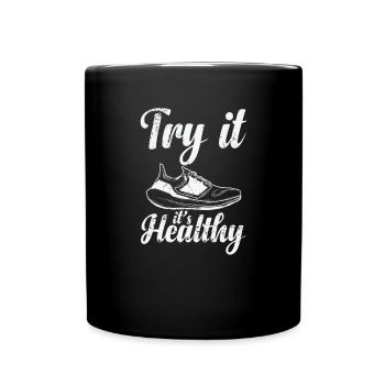 Try it's Healthy Jogging - Full Colour Mug - black - Front