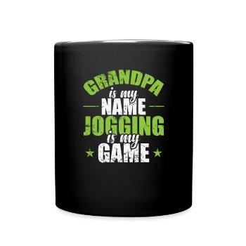 Grandpa is my Name Jogging is my Game - Full Colour Mug - black - Front