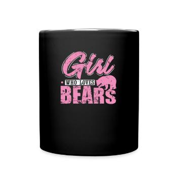 Fille qui aime les ours animaux de la forêt - Mug uni - noir - Devant