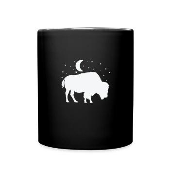 Bison in the moonlight - Full Colour Mug - black - Front
