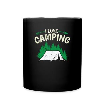 I love camping with a tent in the forest - Full Colour Mug - black - Front