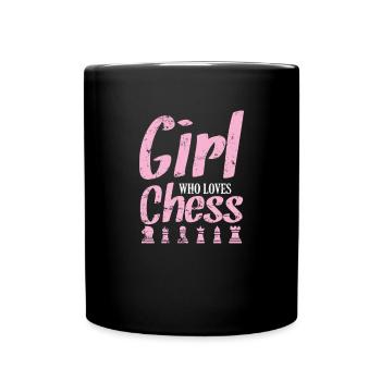 Girl Who Loves Chess, Chess, Brain Teaser - Full Colour Mug - black - Front