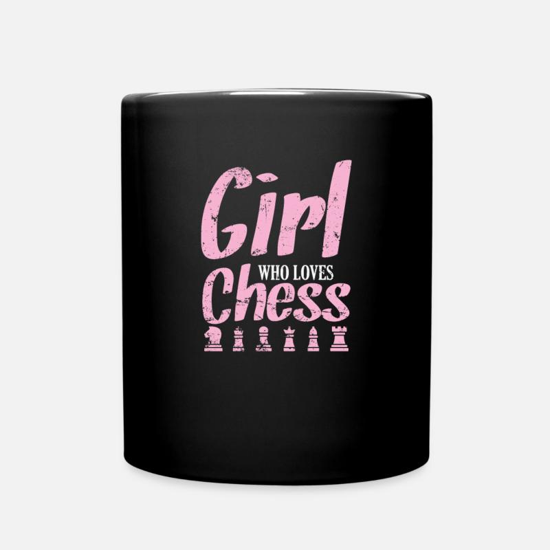 Fille Qui Aime Les Échecs, Échecs, Casse-Tête - Mug uni - noir