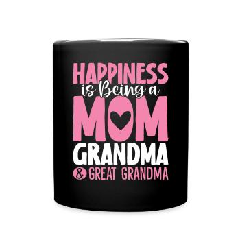 Le bonheur, c’est d’être une maman, une grand-mère et une grande - Mug uni - noir - Devant