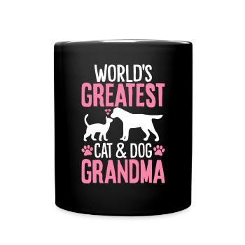 Lustiges Haustier Oma Pawma Welpe Pelz Oma Katze und - Tasse einfarbig - Schwarz - Vorne
