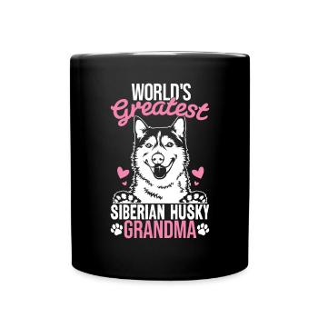 Dog Grandma Funny Siberian Husky Pawma Fur Dog - Full Colour Mug - black - Front