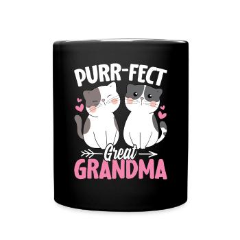 Purrfect Katze Oma Kätzchen Lustige Uroma - Tasse einfarbig - Schwarz - Vorne