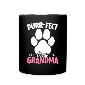 Purrfect Katze Oma Kätzchen Lustige Urgroßmutter - Tasse einfarbig - Schwarz - Vorne