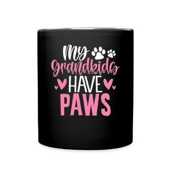 Meine Enkelkinder haben Pfoten lustige Hunde Pelz Oma Hund - Tasse einfarbig - Schwarz - Vorne