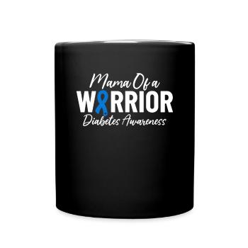 Mama eines Kriegers Blue Ribbon Jugenddiabetes - Tasse einfarbig - Schwarz - Vorne