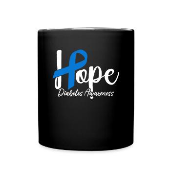 Funny Diabetic Useless Pancreas Blue Ribbon T1D - Full Colour Mug - black - Front