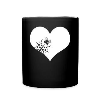 Ladybug Heart Ladybugs - Full Colour Mug - black - Front