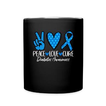 Frieden Liebe Heilung Nutzlose Bauchspeicheldrüse T1D Diabetes - Tasse einfarbig - Schwarz - Vorne