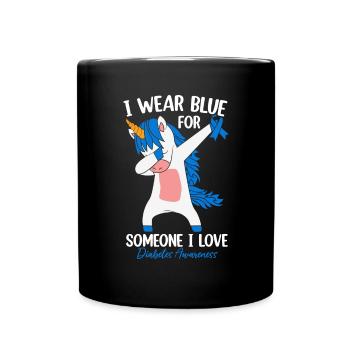 Ich trage Blau für jemanden, den ich liebe, der Einhorn tupft - Tasse einfarbig - Schwarz - Vorne