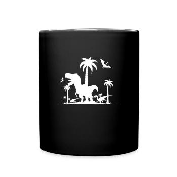 Dinosaur T-Rex in the jungle - Full Colour Mug - black - Front
