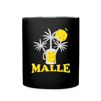 Malle Beach mit Bier und Sonne - Tasse einfarbig - Schwarz - Vorne