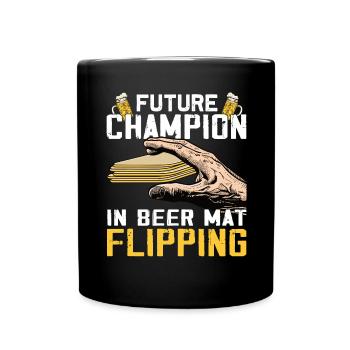 Bierdeckel Umdrehen Spiel Bier - Tasse einfarbig - Schwarz - Vorne