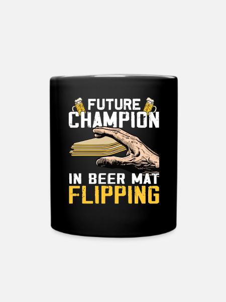 Bierdeckel Umdrehen Spiel Bier - Tasse einfarbig - Schwarz