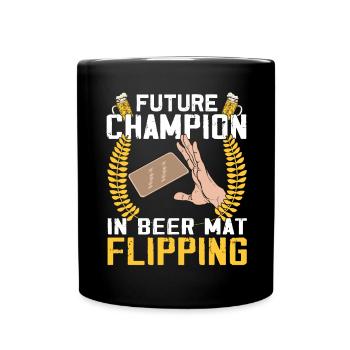 Bierdeckel Umdrehen Spiel Bier - Tasse einfarbig - Schwarz - Vorne