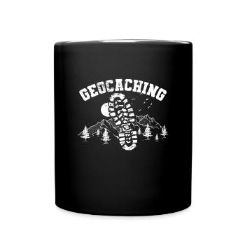 Geocaching Fußabdruck Wildnis - Tasse einfarbig - Schwarz - Vorne