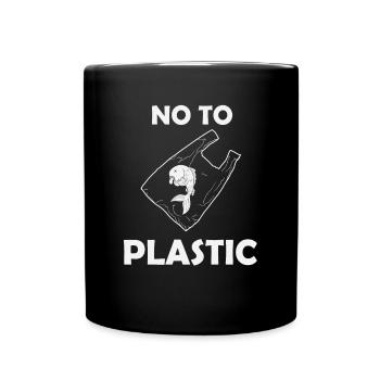 No to Plastic - Tasse einfarbig - Schwarz - Vorne