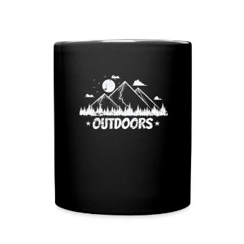 Gebirge mit Mond Outdoors Wandern Hobby - Tasse einfarbig - Schwarz - Vorne
