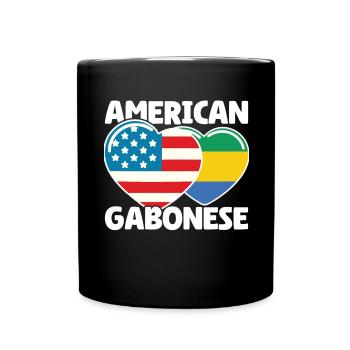 Gabonese Roots and Gabon American Flag - Full Colour Mug - black - Front