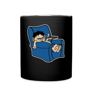 Lazy Couch TV Watching Television - Full Colour Mug - black - Front