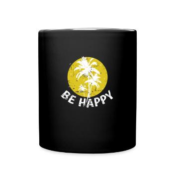 Vacances Be Happy Tree Tree Palm Tree - Mug uni - noir - Devant